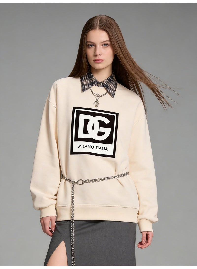 D&G 2026 New printed unisex T-neck sweatshirt, loose casual pullover for men and women, casual street wear. - Image 1